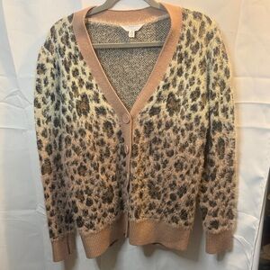 Time and Tru Animal Print Button-Up Cardigan